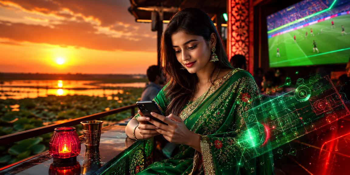 তাহিরপুর তাঙ্গুয়ার হাওরের পাশে একজন নারী মোবাইলে gamble - এর জনপ্রিয় ক্যাসিনো গেম উপভোগ করছেন